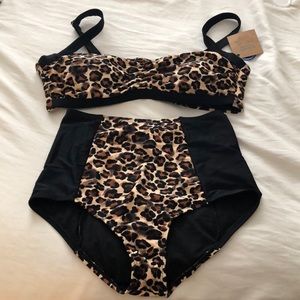 High waisted leopard two piece.